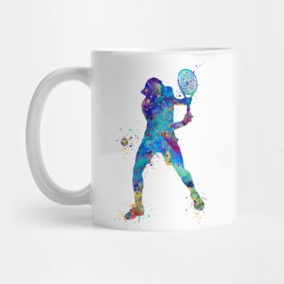 Tennis Boy Player Backhand Watercolor Silhouette Mug